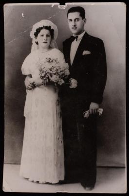 A Wedding Photograph of Saneyyeh and Abdel-Fattah Ersheid in Haifa, 1941 