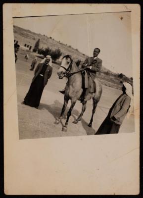 A Photograph of Hasan al-Khatib on the Back of a Horse, Amman, the Early 1950s