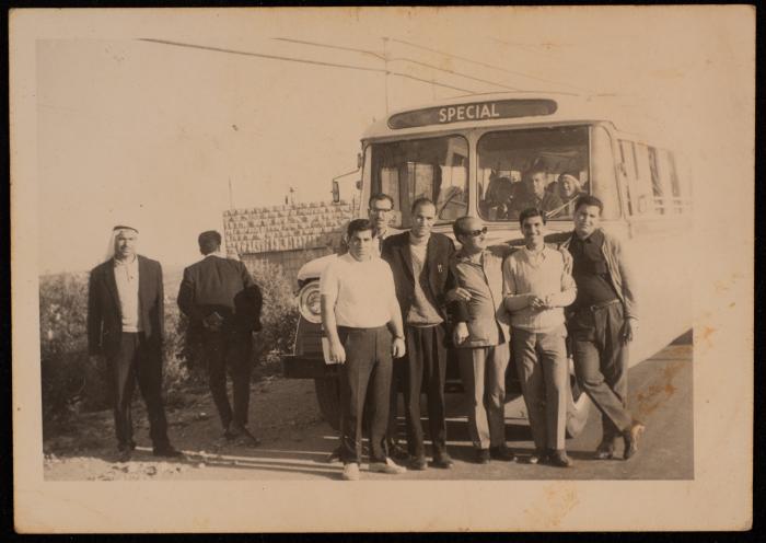 A Photograph of Hasan al-Khatib and Ishaq Abu Khdeir with Colleagues, Beit Hanina, the Early 1950s