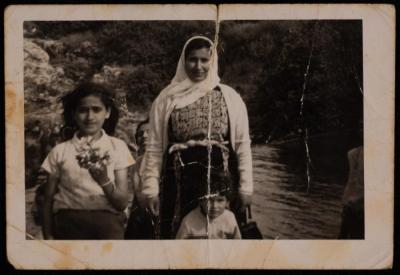Halimeh al-Khatib with Her Daughters Kifah and Nuha 