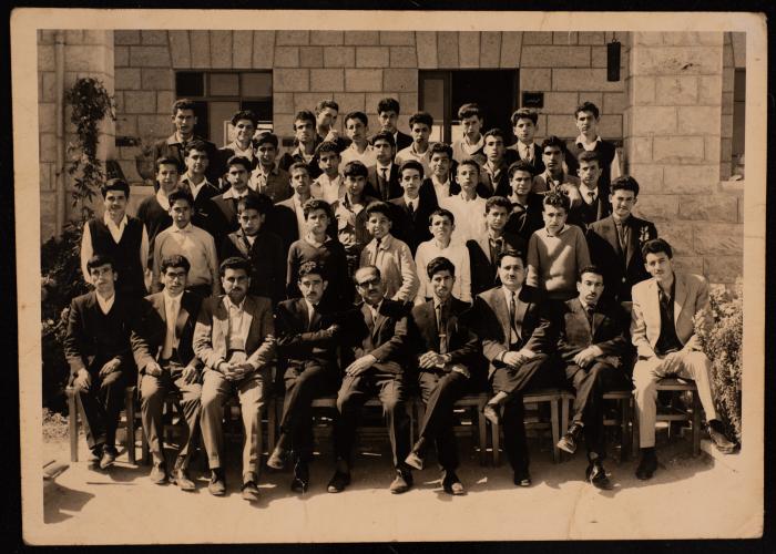 Hasan al-Khatib and Teaching Staff with Students, Shu'afat, the Early 1970s