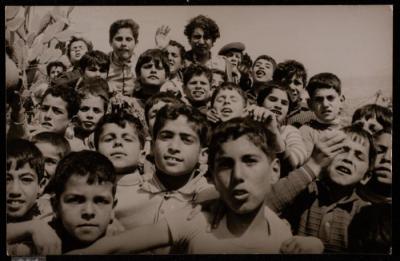 Ali Fodeh with His Students at Um Abharah School, the 1960s