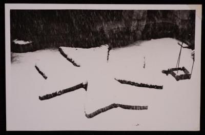A Stone Cross Covered in Snow, a Photograph by Yousef Albina, the 1920s-30s