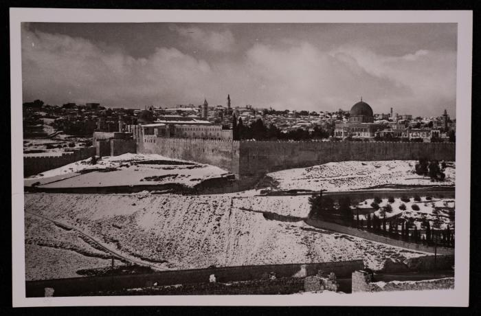 Jerusalem Wall and the al-Haram ash-Sharif , a Photograph by Yousef Albina, the 1920s-30s
