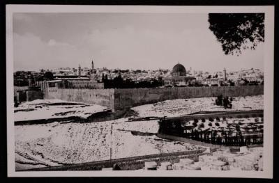 Jerusalem Wall and the al-Haram ash-Sharif, a Photograph by Yousef Albina, the 1920s-30s
