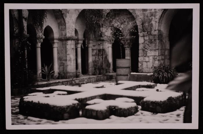 A Stone Cross Covered in Snow, a Photograph by Yousef Albina, the 1920s-30s
