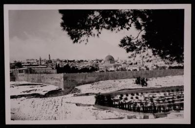 Jerusalem Wall and the al-Haram ash-Sharif, a Photograph by Yousef Albina, the 1920s-30s
