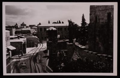Bab al-Khalil and the Citadel in Jerusalem, a Photograph by Yousef Albina, the 1920s-30s