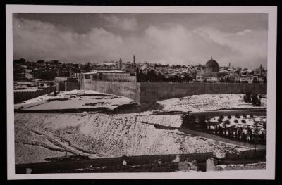 Jerusalem Wall and the al-Haram ash-Sharif , a Photograph by Yousef Albina, the 1920s-30s
