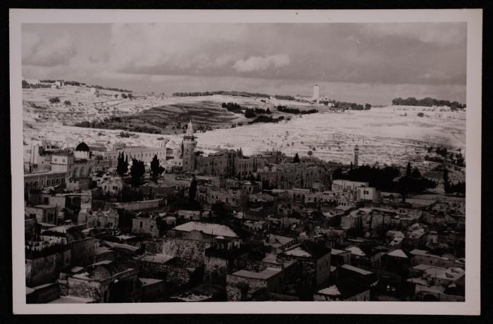 The Old City in Jerusalem in the Snow, a Photograph by Yousef Albina, the 1920s-30s