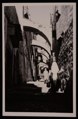 A Photograph of Stages: 5th, 6th and 7th of Via Dolorosa Street in Jerusalem, by Yousef al-Bina, the 1920s -1930s
