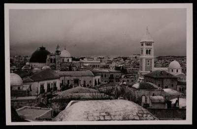 A Photograph of the Old City and the Church of the Holy Sepulchre Dome in Jerusalem,  by Yousef Albina, the 1920s -30s