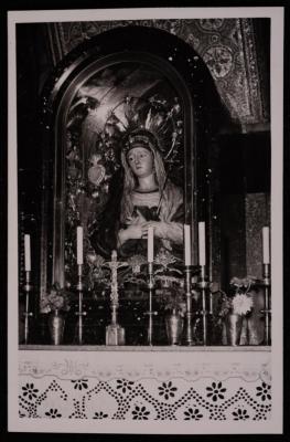 A photograph of the Virgin Mary Sculpture in the Church of the Holy Sepulchre in  Jerusalem, by Yousef Albina, the 1920s -30s
