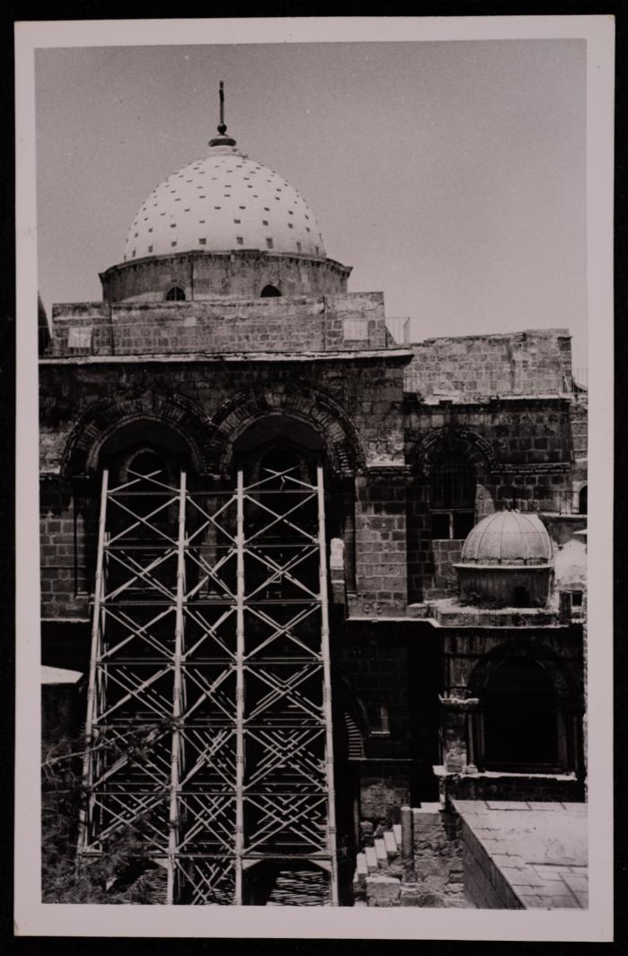 A Photograph of the Church of the Holy Sepulchre Dome Renovations in Jerusalem, by Yousef Albina, the 1920s -30s