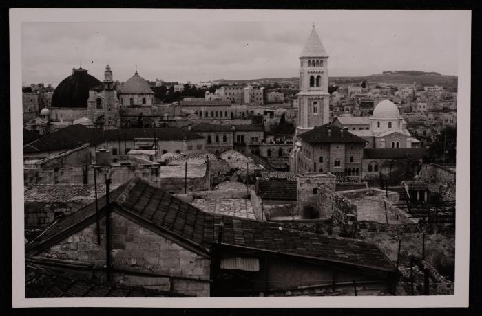 A Photograph of the Church of the Holy Sepulchre and the Church of the Redeemer in the Old City of Jerusalem, by Yousef Albina, the 1920s -30s