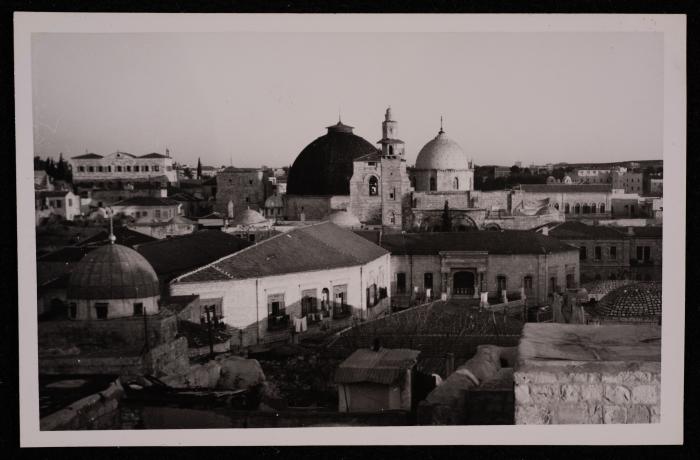 A Photograph of the Domes of the Church of the Holy Sepulcher and the Houses Surrounding it in the Old City of Jerusalem, by Yousef Albina, the 1920s -30s