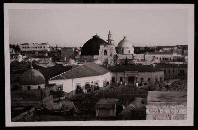 A Photograph of the Domes of the Church of the Holy Sepulcher and the Houses Surrounding it in the Old City of Jerusalem, by Yousef Albina, the 1920s -30s