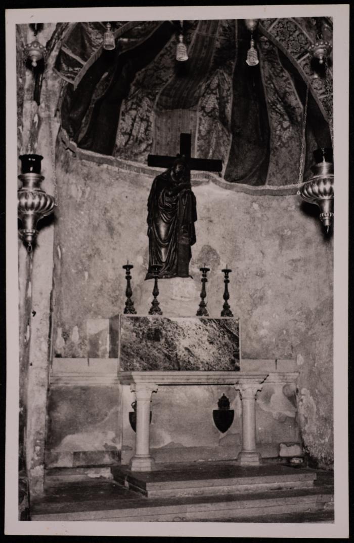 A Photograph of the Cave of the discovery of the Cross in the Church of the Holy Sepulchre in Jerusalem,  by Yousef Albina, the 1920s -30s