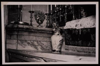 A Photograph of Some Candlesticks Inside the Church of the Holy Sepulcher in  Jerusalem,  by Yousef Albina, the 1920s -30s
