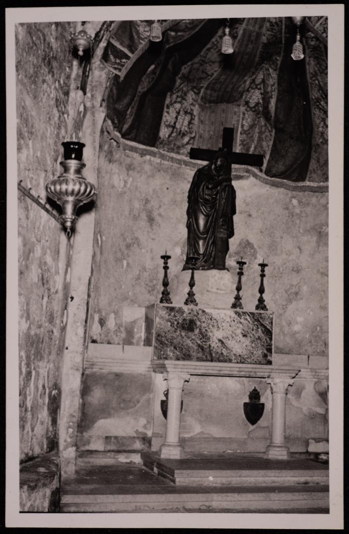 A Photograph of the Cave of the discovery of the Cross in the Church of the Holy Sepulchre in Jerusalem,  by Yousef Albina, the 1920s -30s