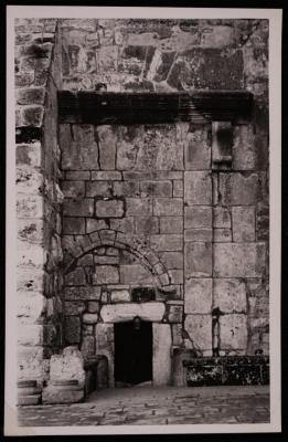 The Church of the Nativity Small Door in Bethlehem, a Photograph by Yousef Albina, the 1920s-30s