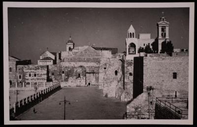 The Church of the Nativity Yard During Snow in Bethlehem, a Photograph by Yousef Albina, the 1920s-30s