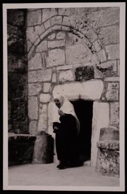 The Church of the Nativity Small Door in Bethlehem, a Photograph by Yousef Albina, the 1920s-30s