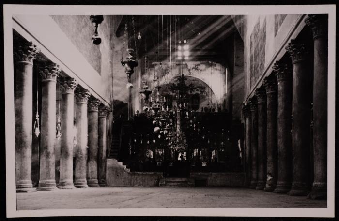 A Photograph of the Internal Corridor in the Church of the Nativity in Bethlehem, by Yousef Albina, the 1920s -30s
