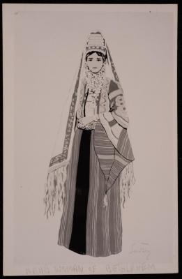 The Bethlehem Thobe in Palestine, a Photograph by Yousef Albina, the 1950s