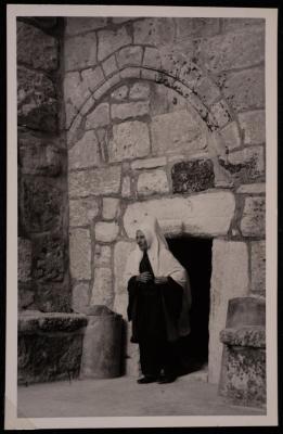 The Church of the Nativity Small Door in Bethlehem, a Photograph by Yousef Albina, the 1920s-30s