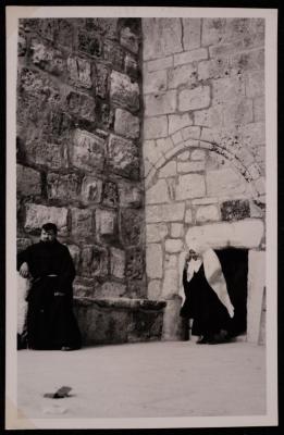 The Church of the Nativity Small Door in Bethlehem, a Photograph by Yousef Albina, the 1920s-30s