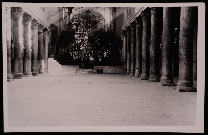 A Photograph of the Internal Corridor in the Church of the Nativity in  Bethlehem, by Yousef Albina, the 1920s -30s
