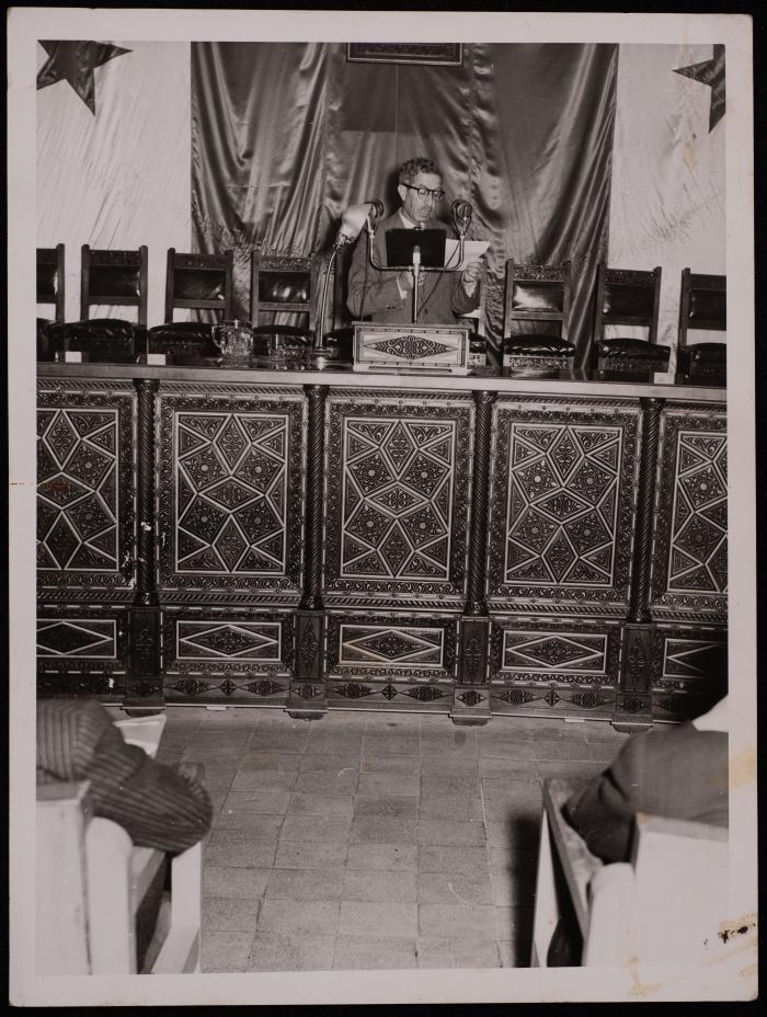 Anton Albina Giving a Speech During an Official Visit to Syria, 1960