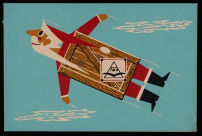 Greeting Card from the Trans-Mediterranean Airlines to Musa al-Alami, Beirut, 1953