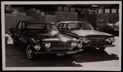 Two Cars Parked in Front of Damascus Gate in Jerusalem, the 1950s 