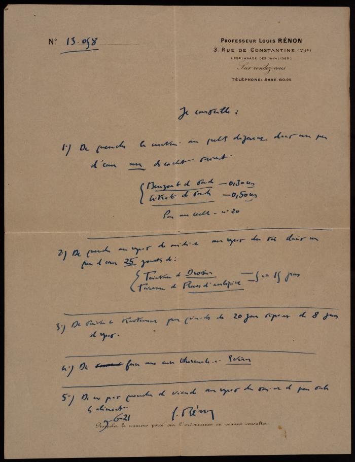 وثيقتنان مروستان باسم البرفيسور لويس رينون، باريس 