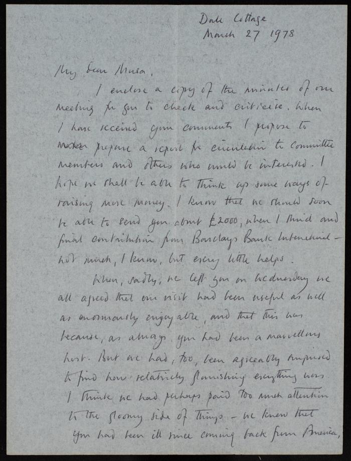 A Letter from London to Mousa al-Alami, 27 March 1978