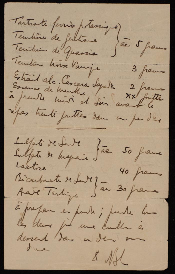 A Medical Prescription for Sa'deyeh al-Alami by Dr Bloom, Egypt, 9 March 1928 