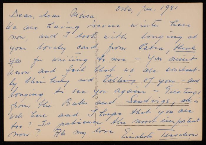 A Letter to Musa al-Alami, Oslo, 1981