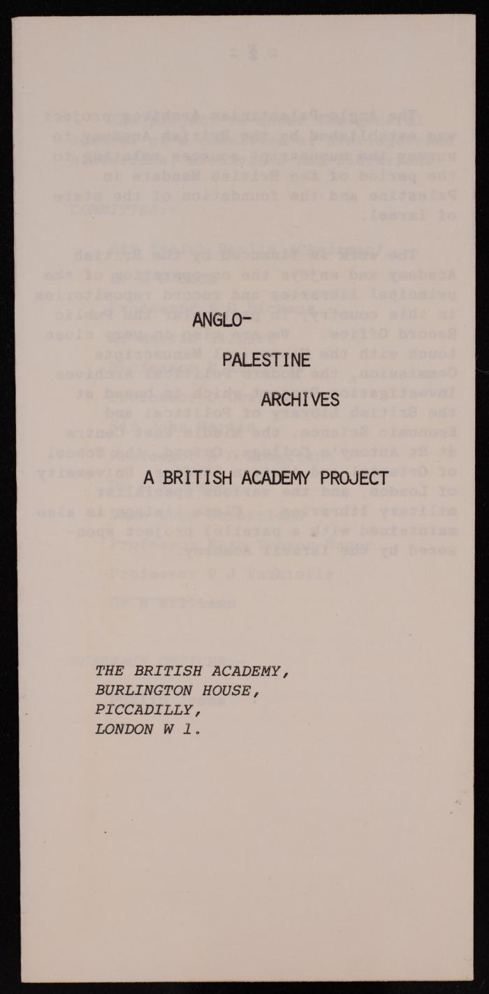 The Envelope of a Letter from Adam Court to Musa Alami, London, 19 December 1977