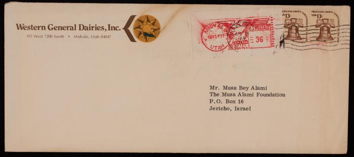 A Letter from Benjamin Williams to Musa Alami, 14 November 1977