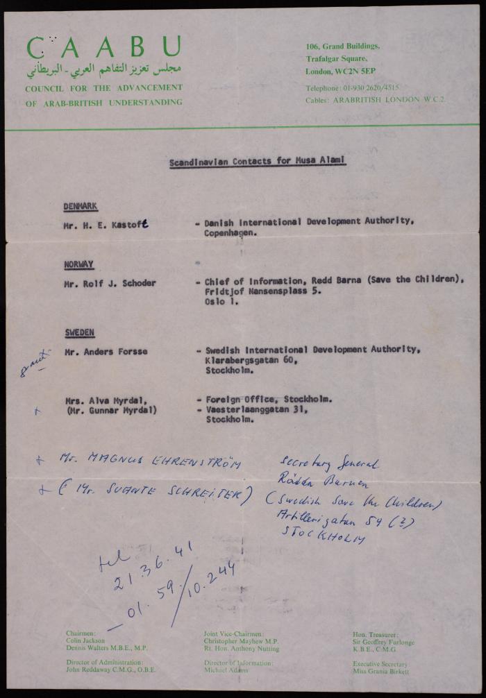 قائمة بجهات اتصال اسكندنافية لموسى العلمي 