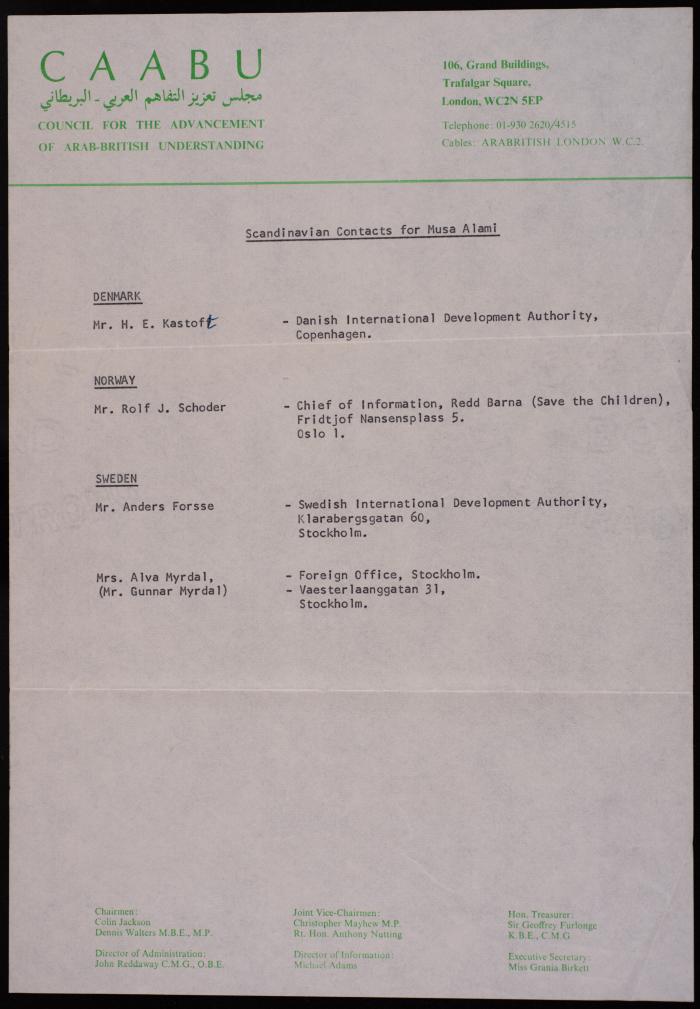 قائمة بجهات اتصال اسكندنافية لموسى العلمي 