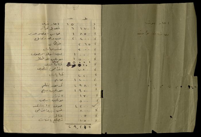 The Arab Development Society's Accounts Notebook
