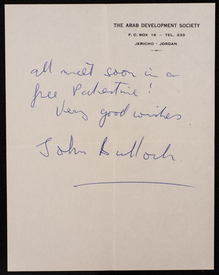 A Letter from John to Musa Alami