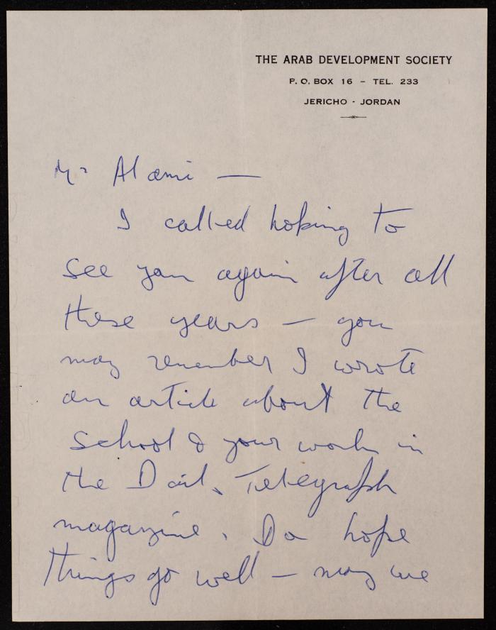 A Letter from John to Musa Alami