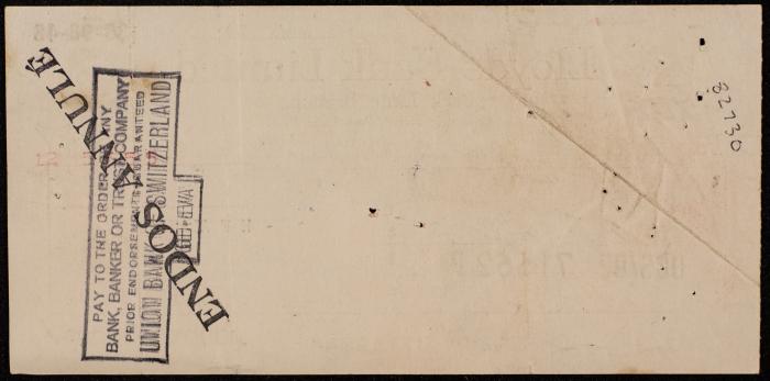 شيك صادر عن بنك لويدز، لندن، 26 كانون الثاني 1966