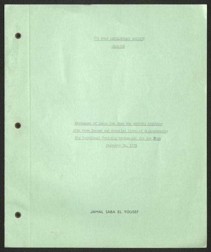 بيان المقبوضات والمدفوعات لجمعية المشروع الإنشائي العربي،31  كانون الأول 1978