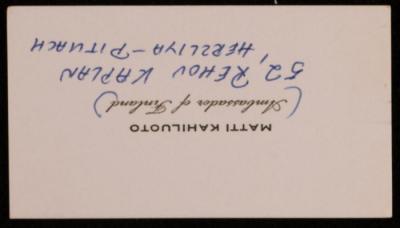 Business Card of Matti Kahiluoto, Ambassador of Finland