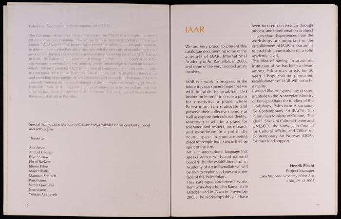 The Outcome of the Workshops in Ramallah and Gaza, 2005